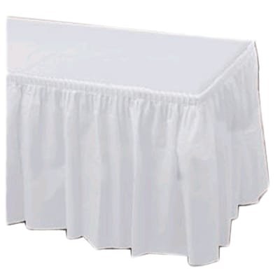 29"x14" White Disposable Table Skirt - Catering & Event Supplies (Case of 6) - Image 1