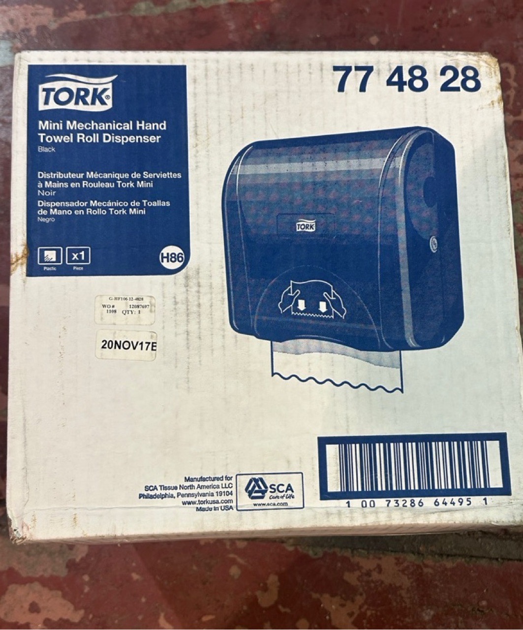 TORK Mini Mechanical Hand Towel Roll Dispenser - Black - Image 1