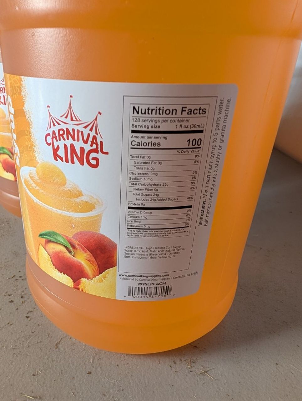 Carnival King Slush Syrup Peach - Image 1