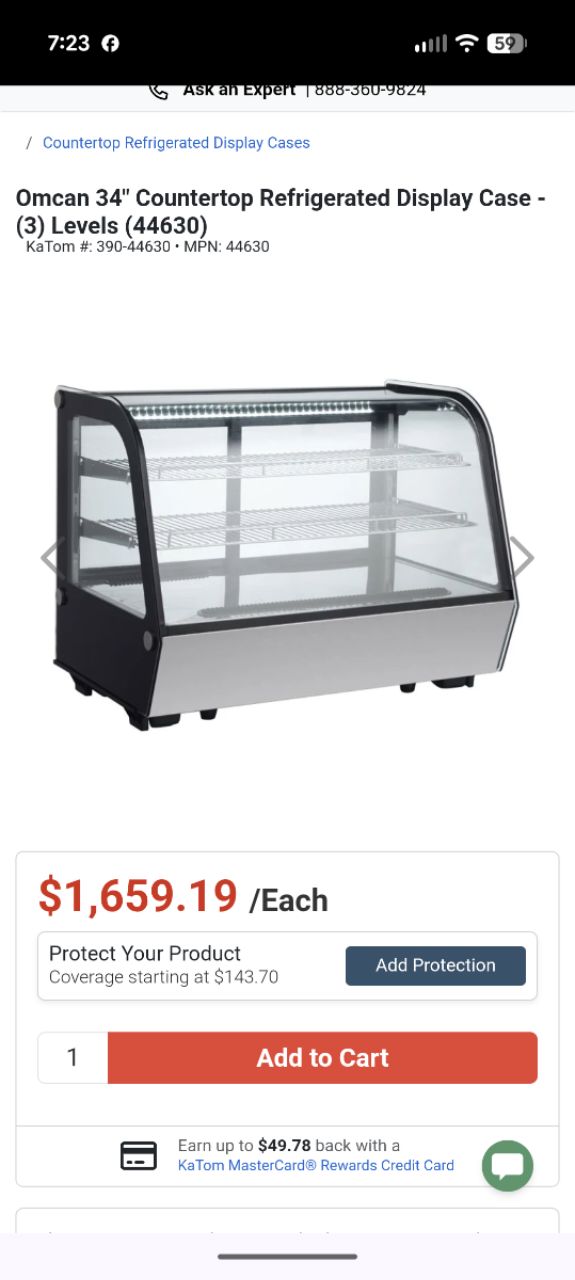 Omcan 34" Countertop Refrigerated Display Case - (3) Levels (44630) - Image 1