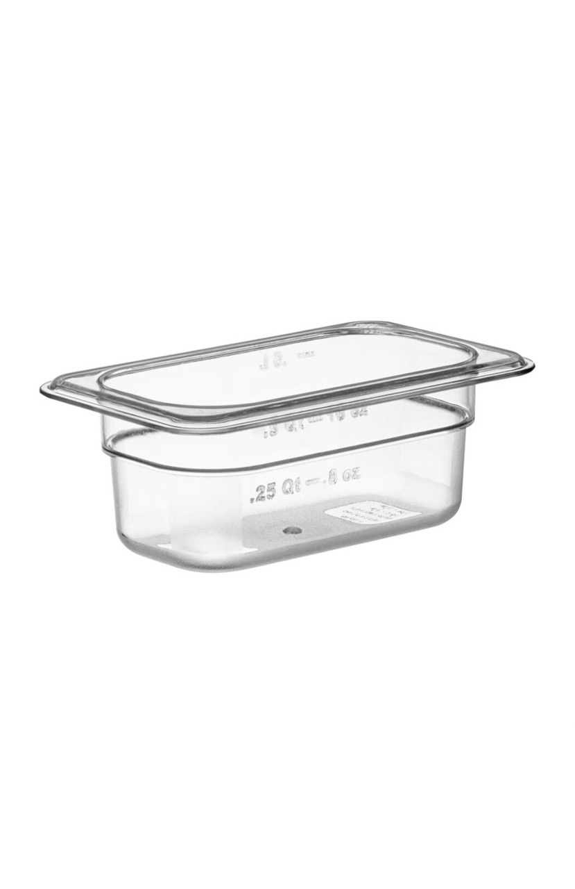 1/9 Size 2 1/2" Deep Clear Polycarbonate Food Pan - Image 1