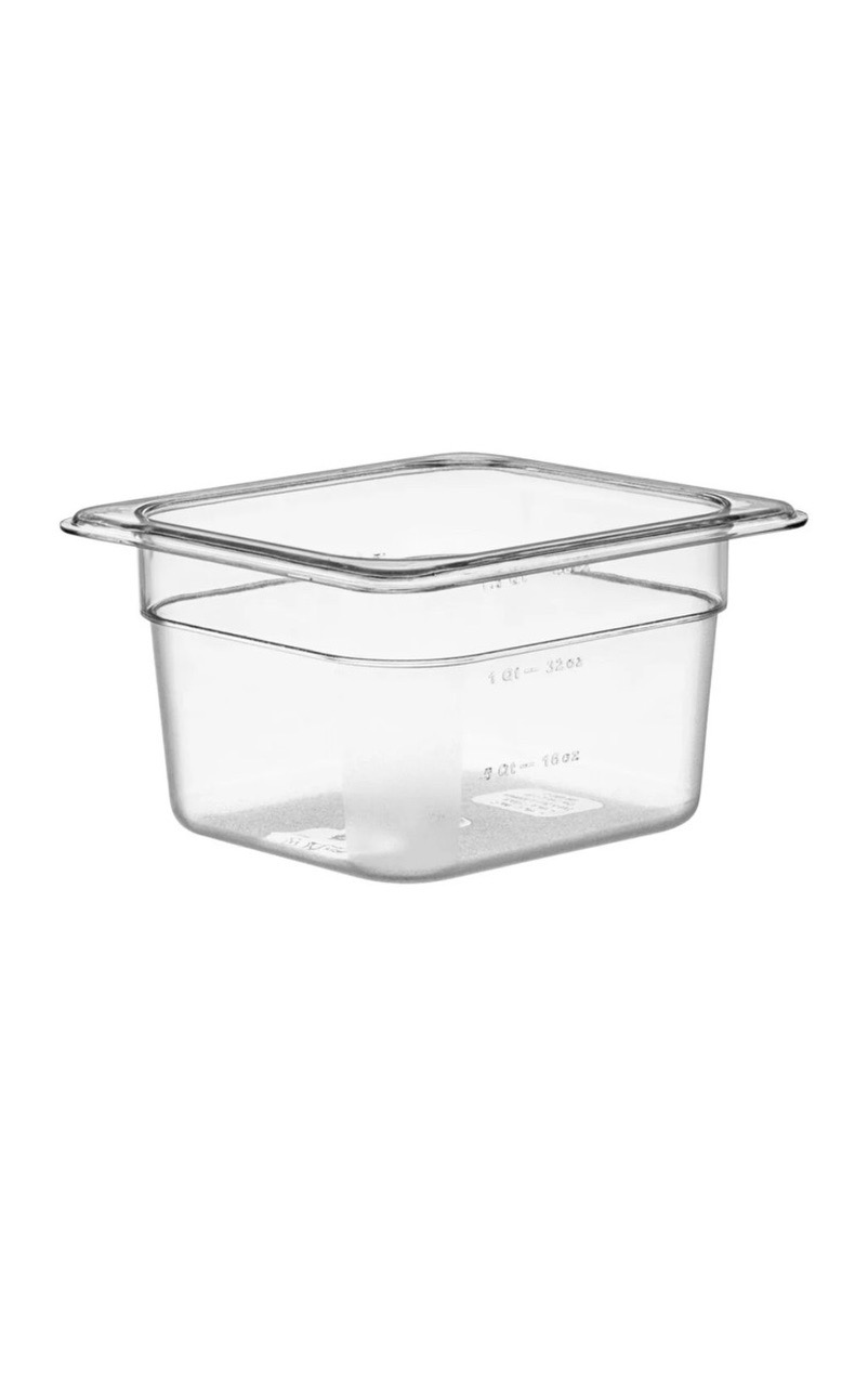 1/6 Size 4" Deep Clear Polycarbonate Food Pan - Image 1