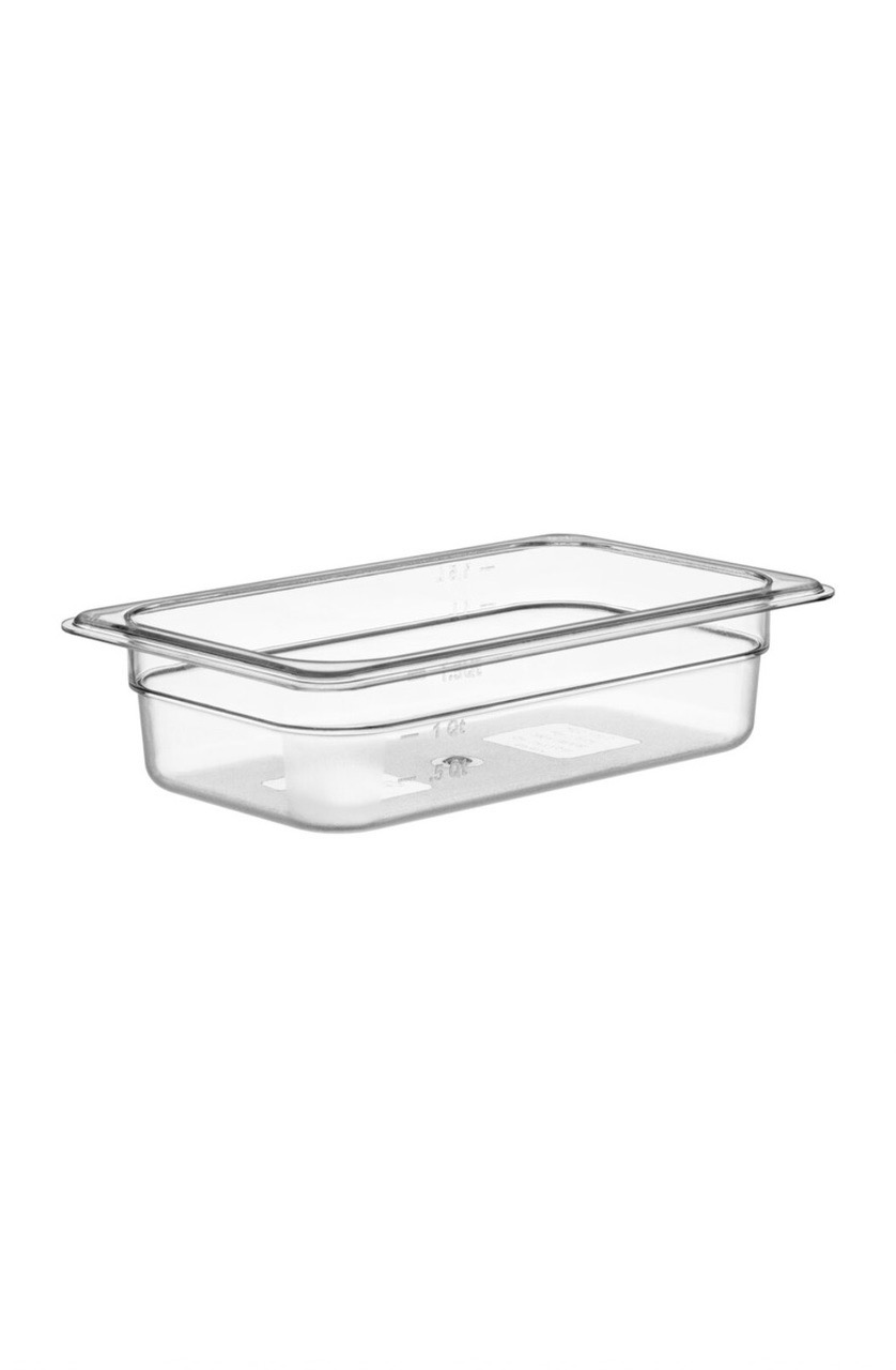 1/4 Size 2 1/2" Deep Clear Polycarbonate Food Pan - Image 1