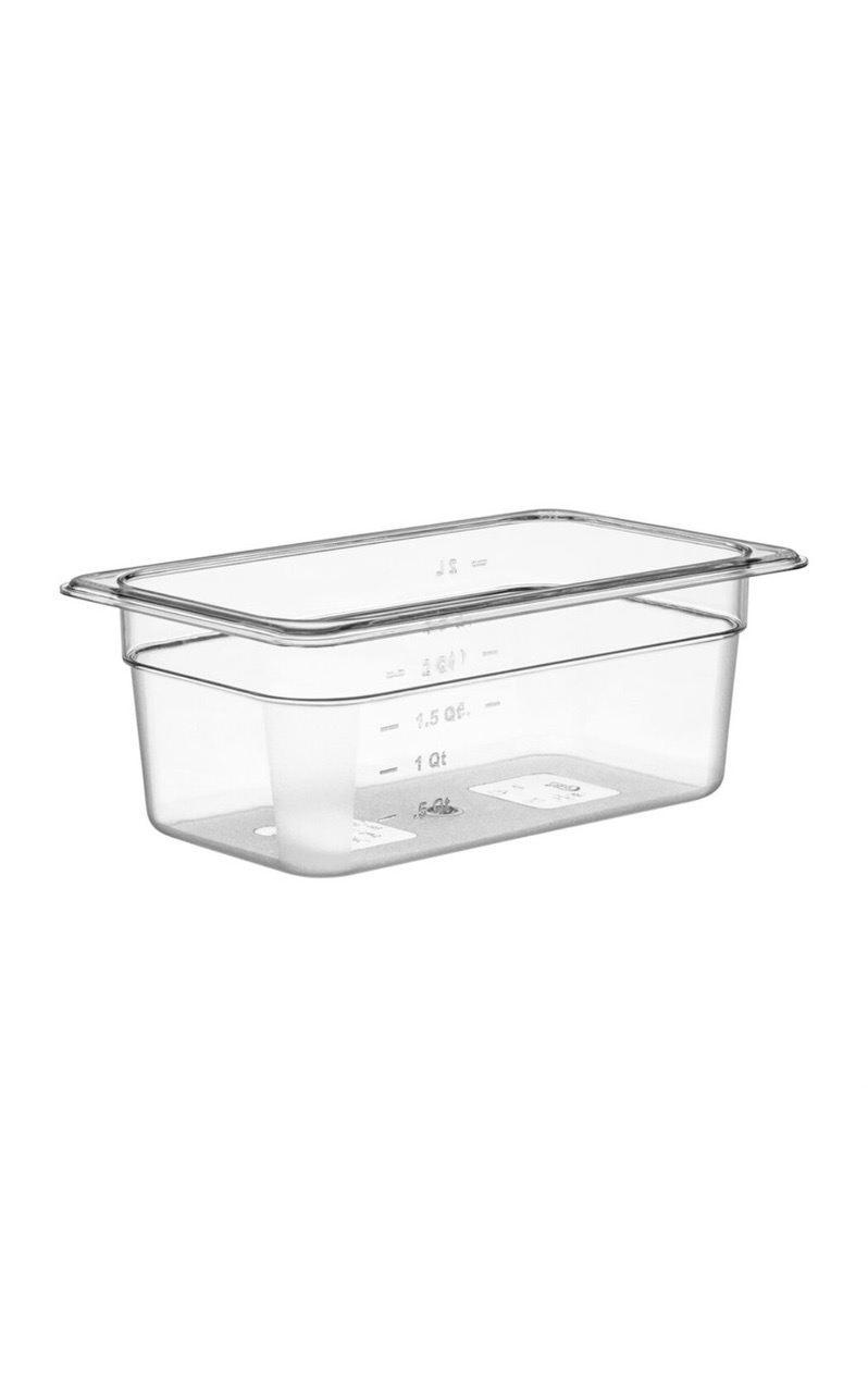 1/4 Size 4" Deep Clear Polycarbonate Food Pan - Image 1