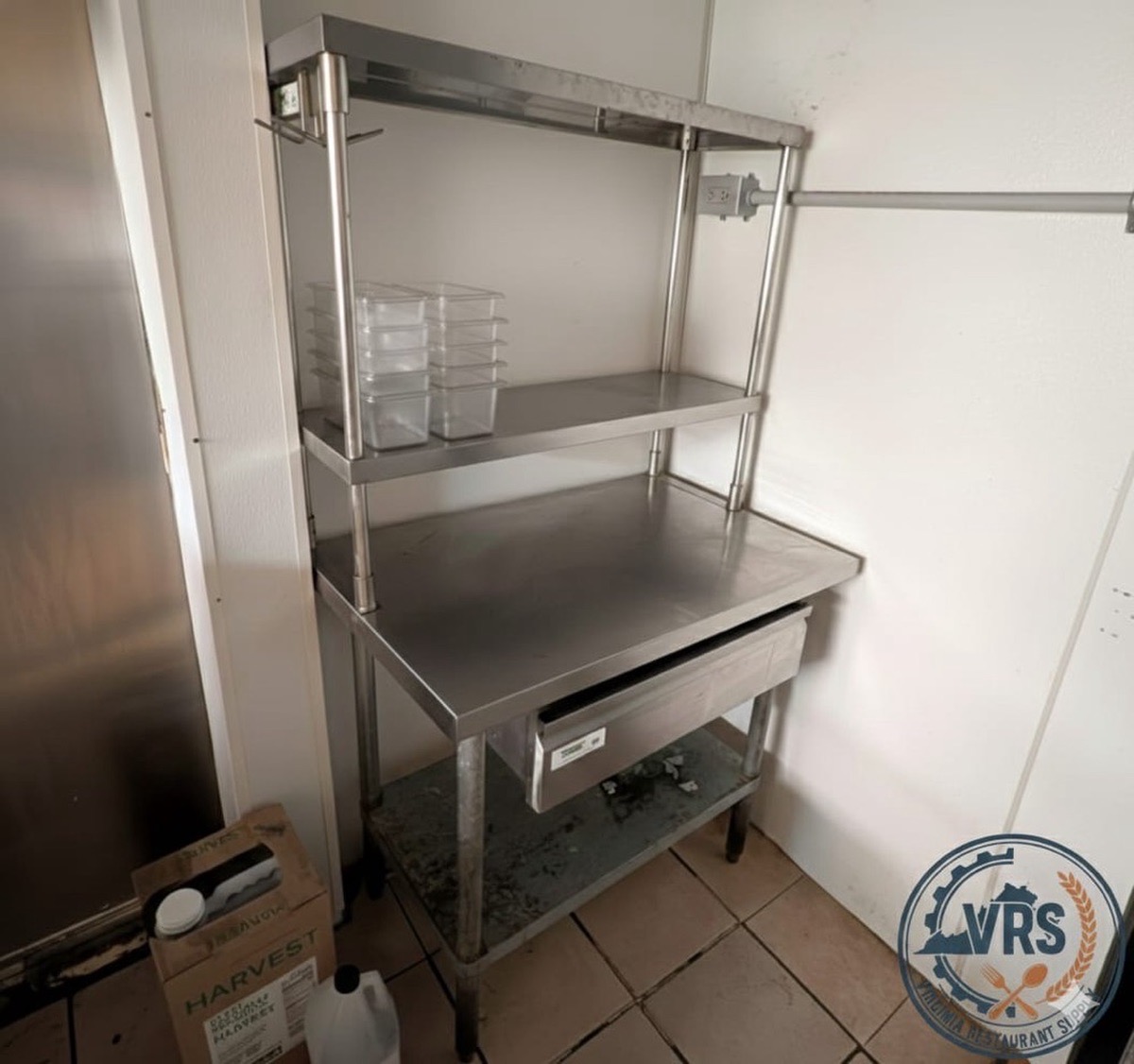 Stainless Steel Work and Prep Table- 30” x 48” w Double Overshelf and Sliding Drawer - Image 1