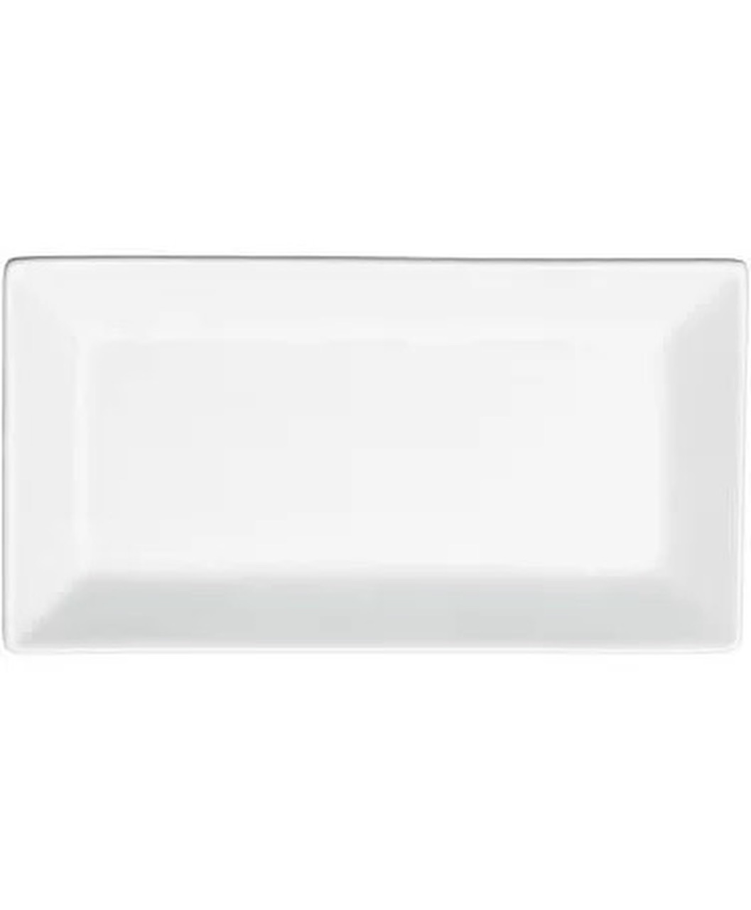 Acopa 8.5" x 4.5" Bright White Rectangular Porcelain Platters - Image 1