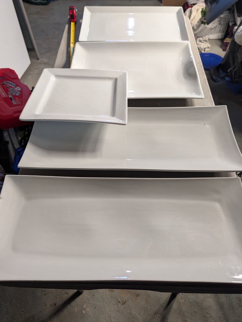 White Porcelain Rectangular Platter Bundle – Modern Serving Set (Used) - Image 1
