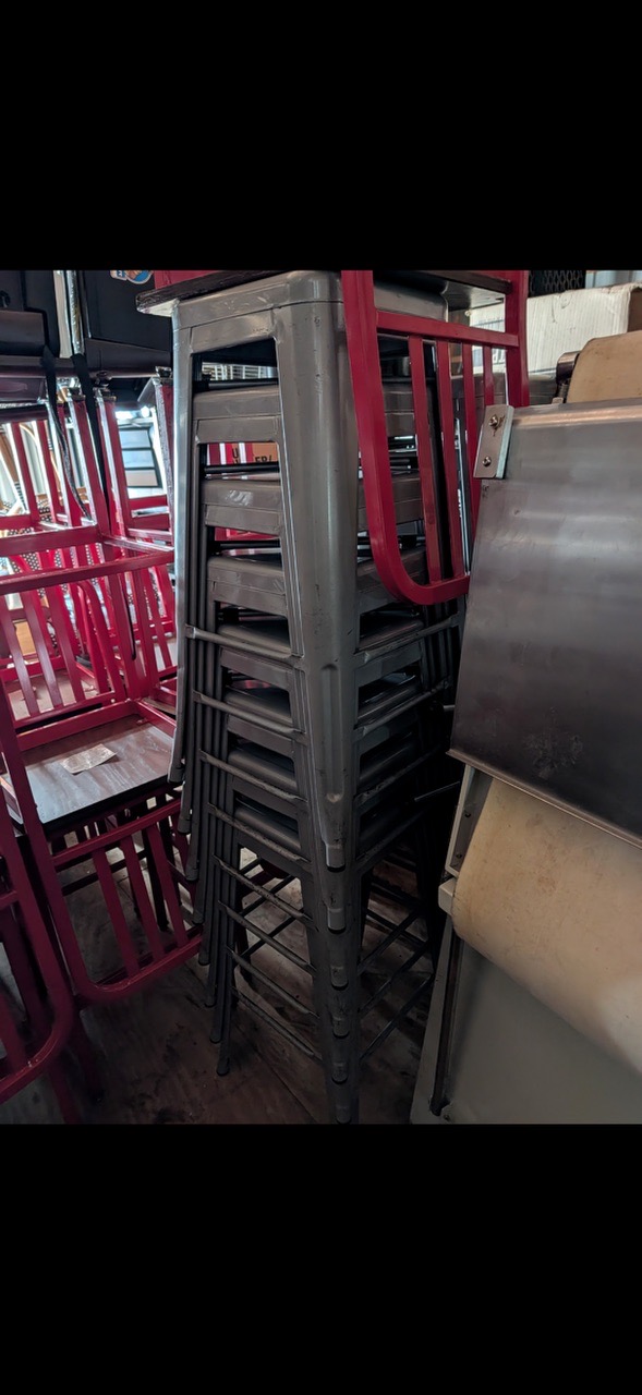 Commercial Stackable Bar Stools – Grey Metal Frame – Restaurant Grade – Bulk Available - Image 1