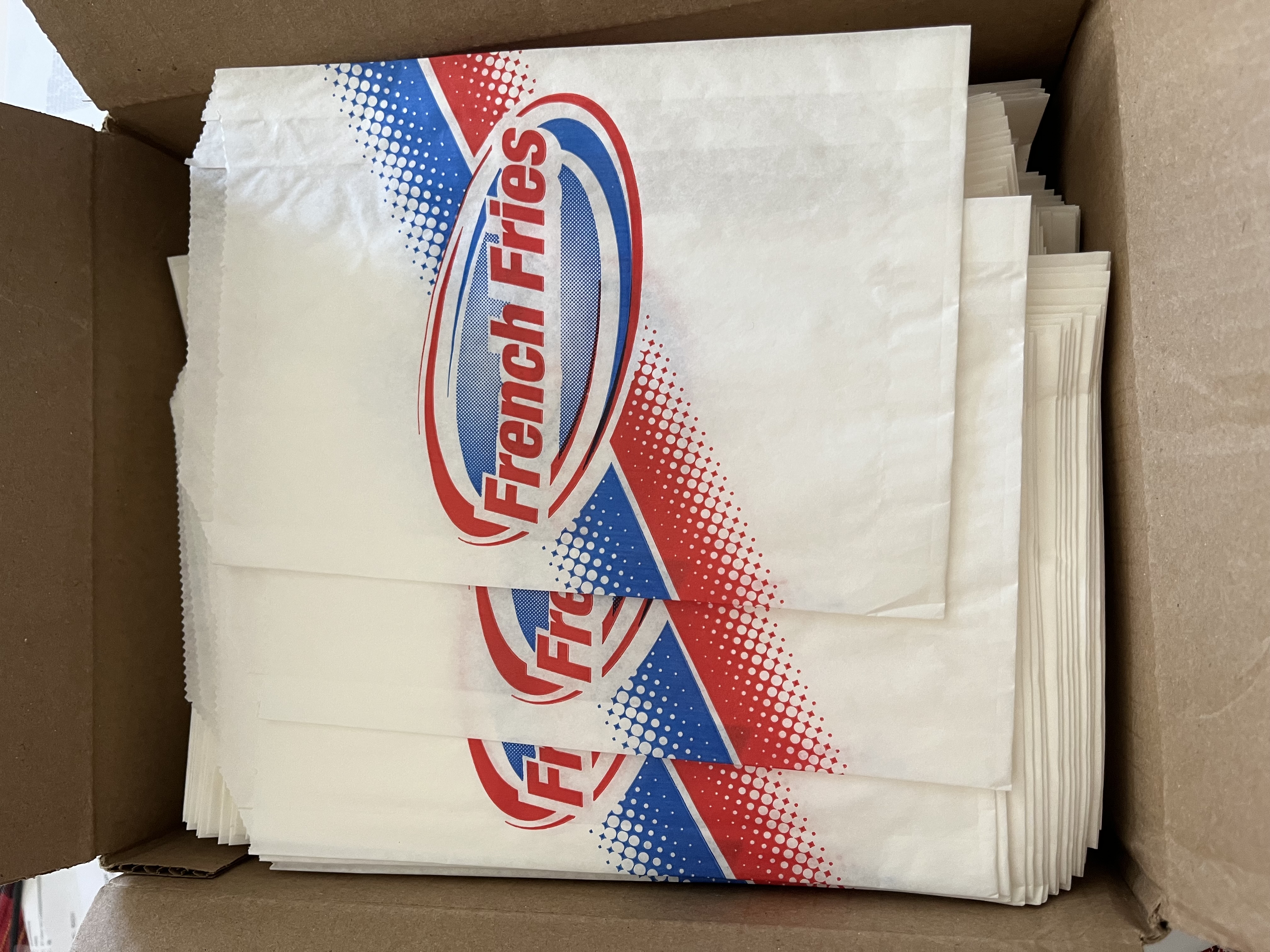 French Fry Bags, 1000 count, 5.5 x 1 x 8 Brown Paper Goods Han D Pak - Image 1