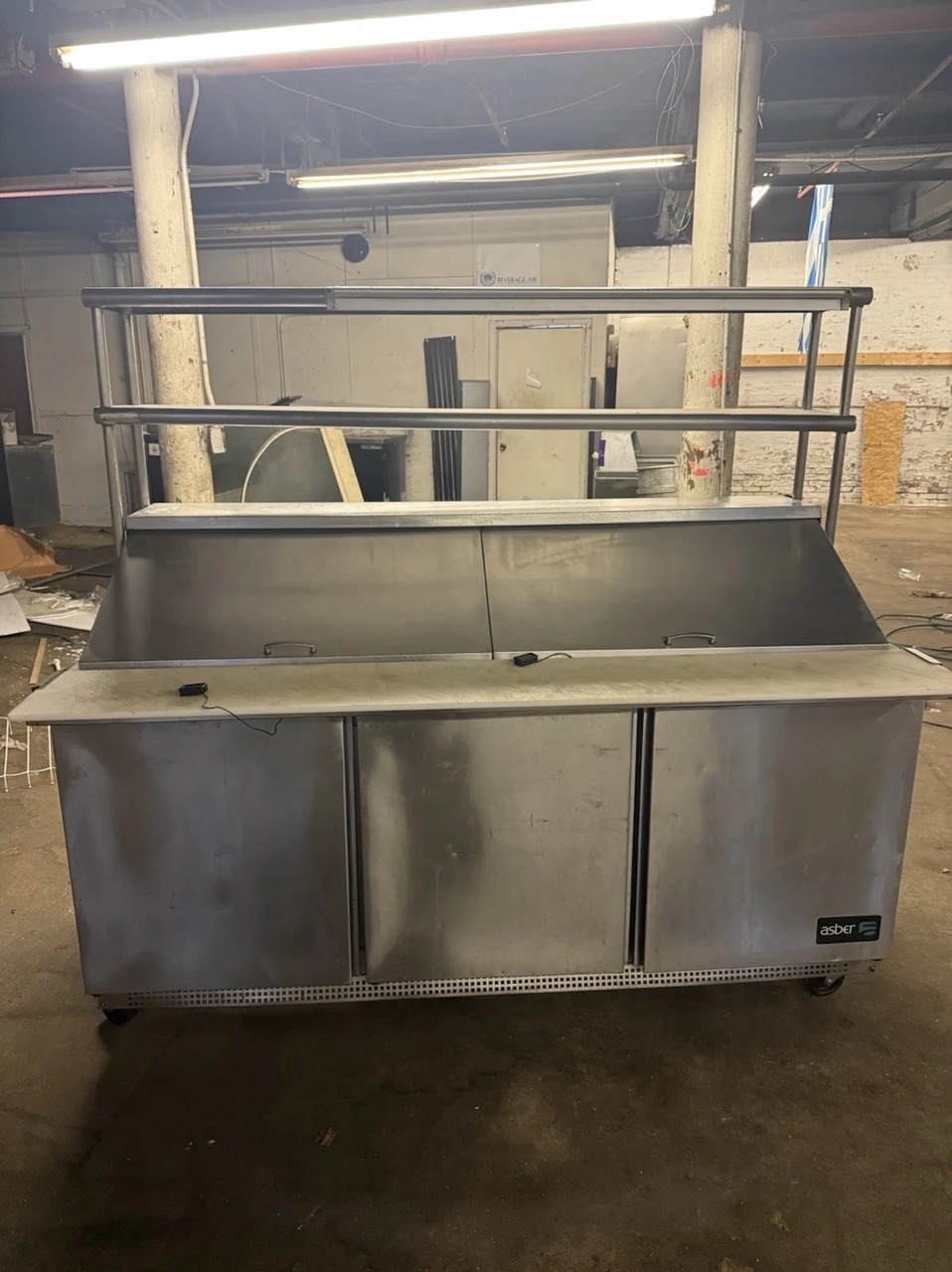 ASBER APTM7230 72” MEGATOP SANDWICH PREP COOLER USED WITH DOUBLE OVERSHELF - Image 1