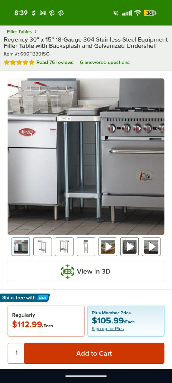 Side Table, Prep Table, Fryer Table - Image 1