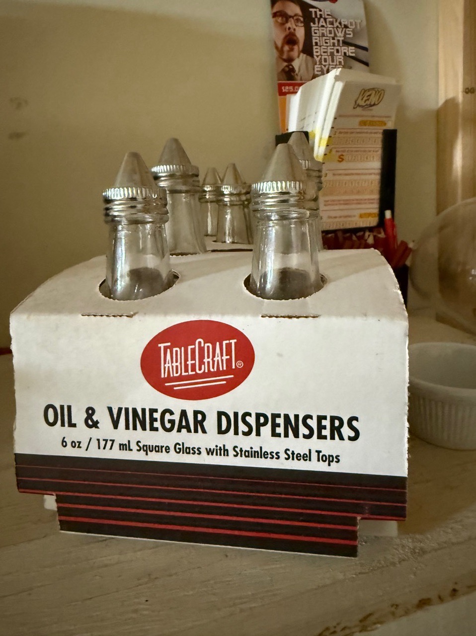 Tablecraft Oil & Vinegar Dispensers - 6 oz Glass - Image 1