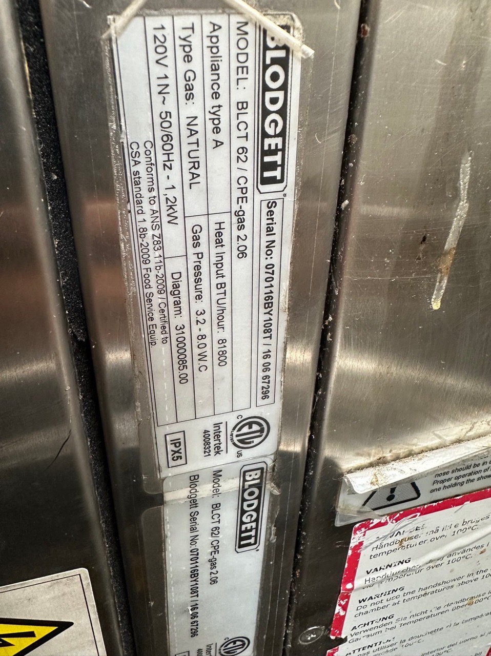 Blodgett Combi BLCT-62-62G Combi Oven Steamer Gas double deck. - Image 6