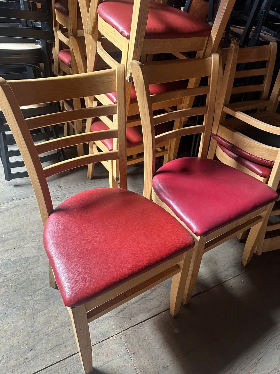 40- wood ladder back chairs with cushions - Image 1