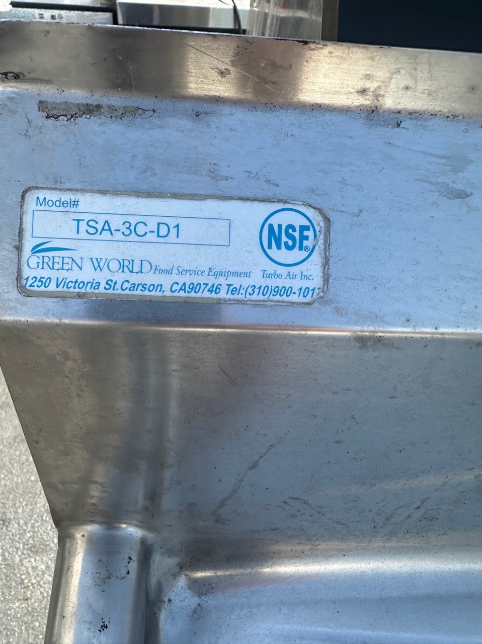 Green World (TSA-3C-D1) 18”X 18” compartment sink. - Image 5