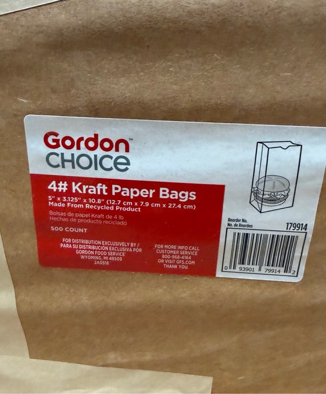 Gordon CHOICE Kraft Paper Bags - 500 Count - Image 1