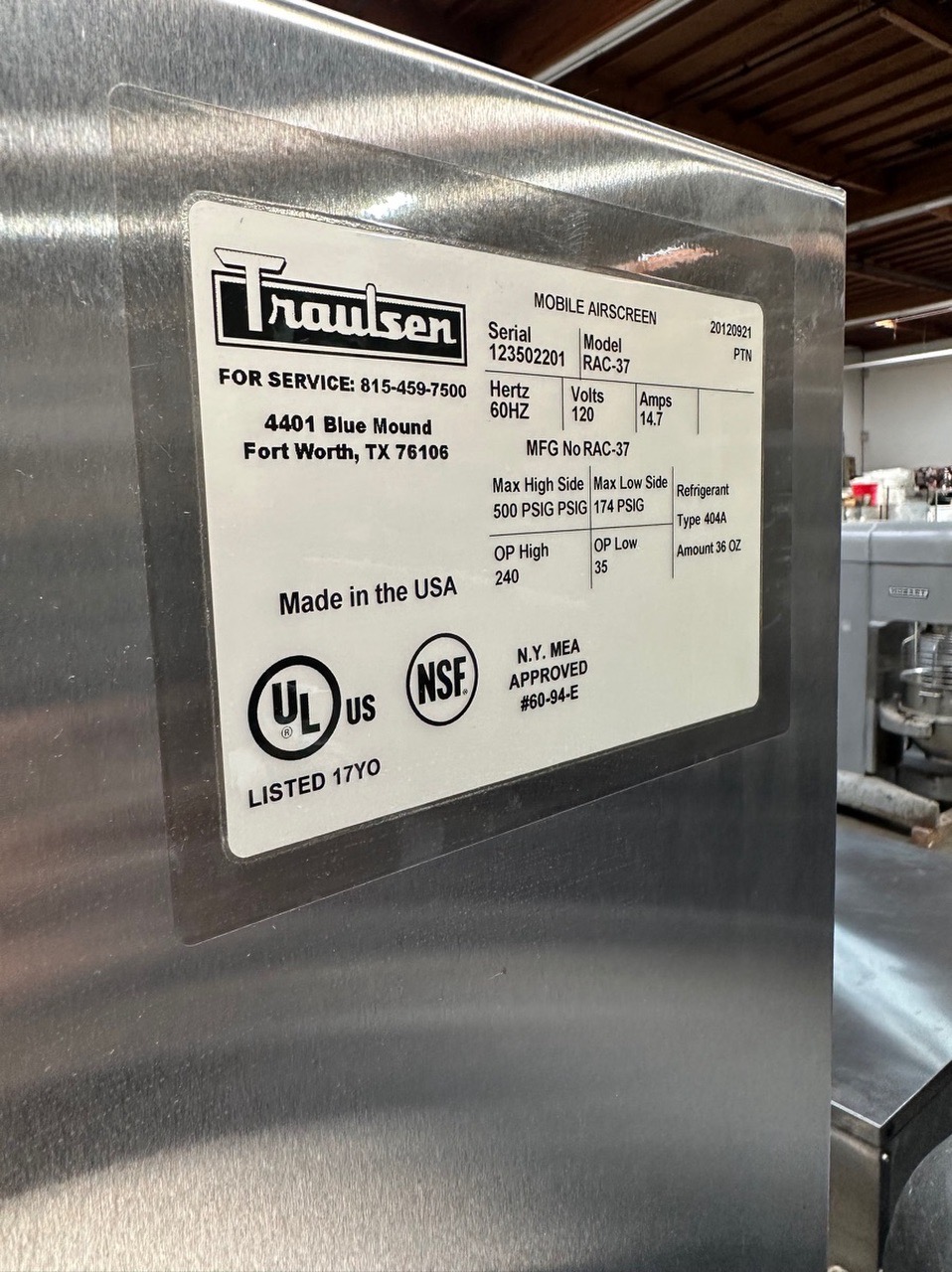 Traulsen RAC37-1 Refrigerator, Air Curtain with casters. - Image 6