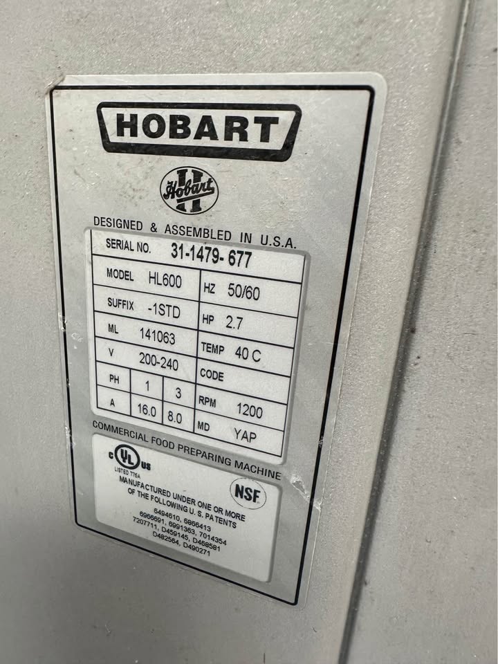 Hobart HL600C-2STD Legacy+ 60 qt Correctional Planetary Mixer w/ 4 Fixed Speeds, 208volt/ 220volt - Image 3