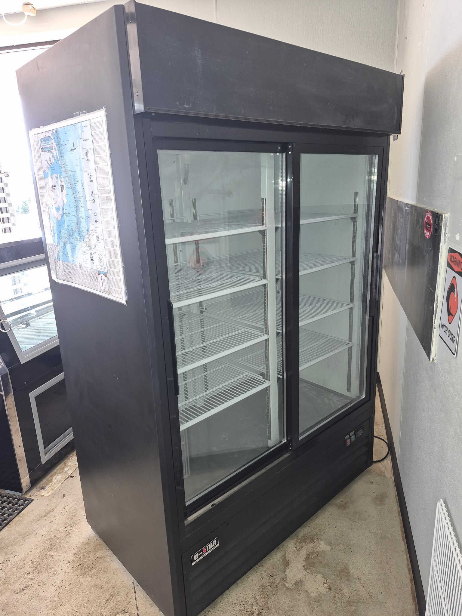 U-STAR 2-Door Sliding Glass Merchandiser Refrigerator, Black - Image 1