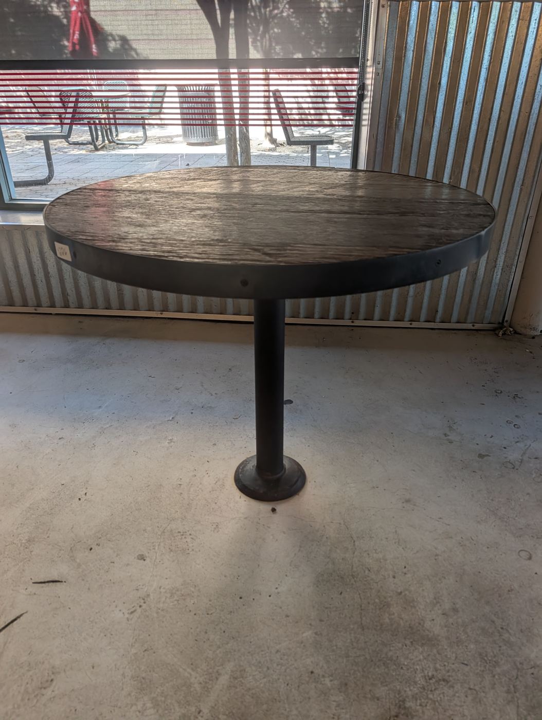 Round Wood-Top Bistro Tables w/ Black Pedestal Bases - Image 2