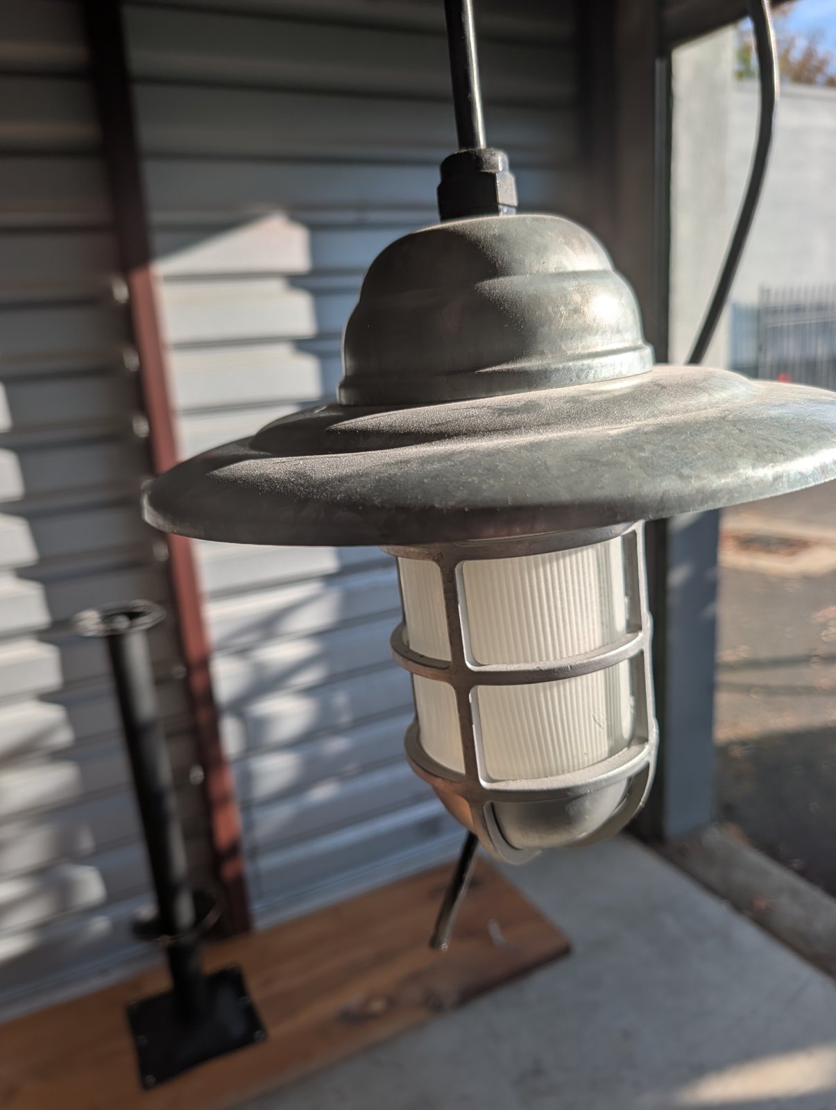 Small Caged Glass Pendant Lights, 9" Galvanized Shade - Image 2