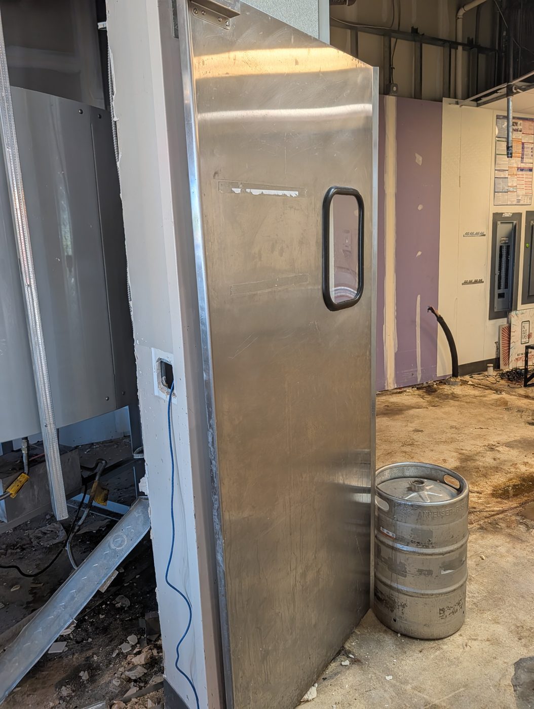 Stainless Steel Swinging Kitchen Door with Window - Image 1