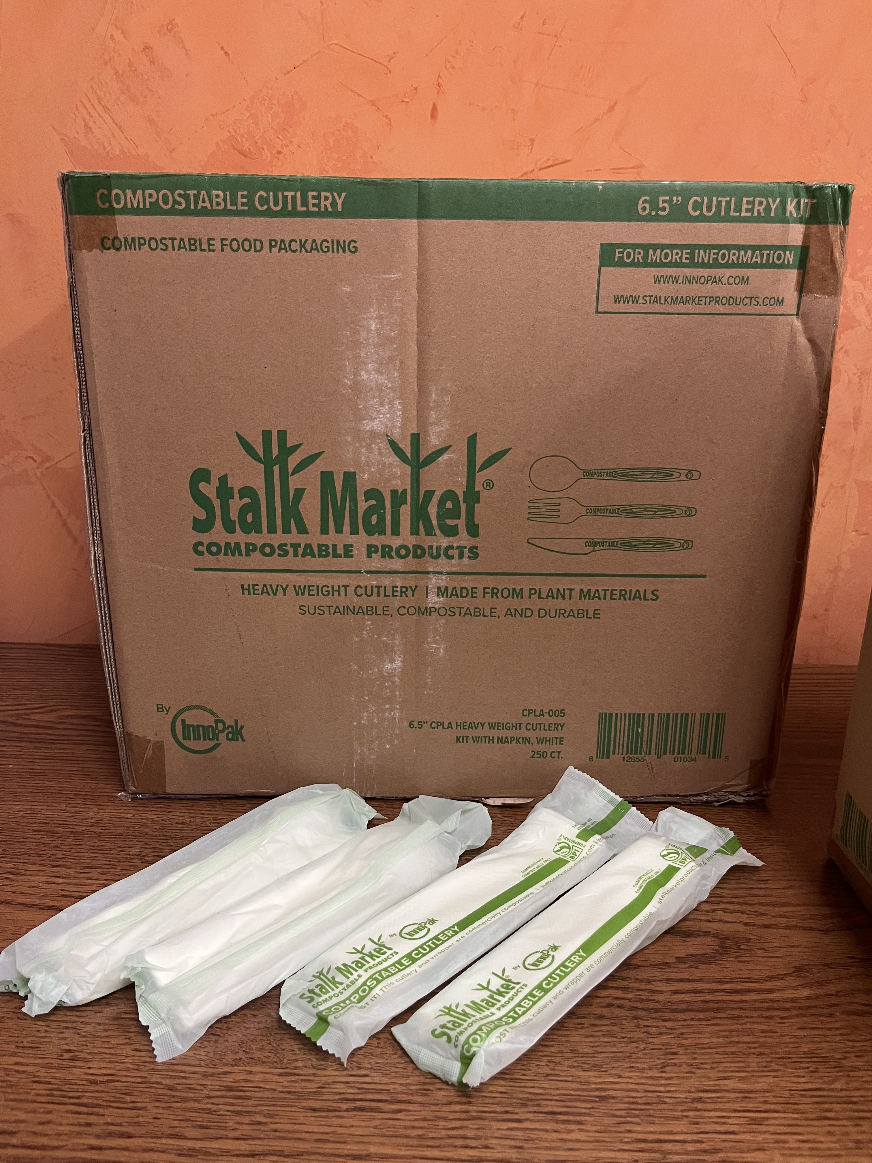 2 Boxes Stalk Market Compostable Cutlery Kits - Image 1