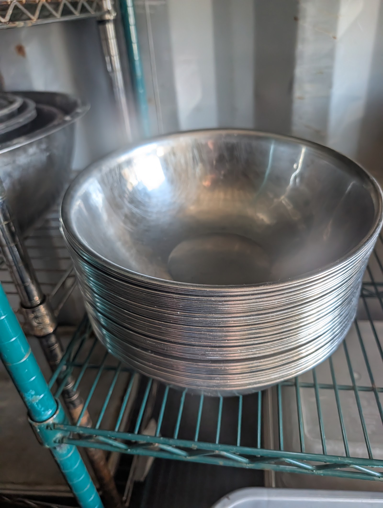 Lot of Large Stainless Steel Mixing Bowls - Image 1