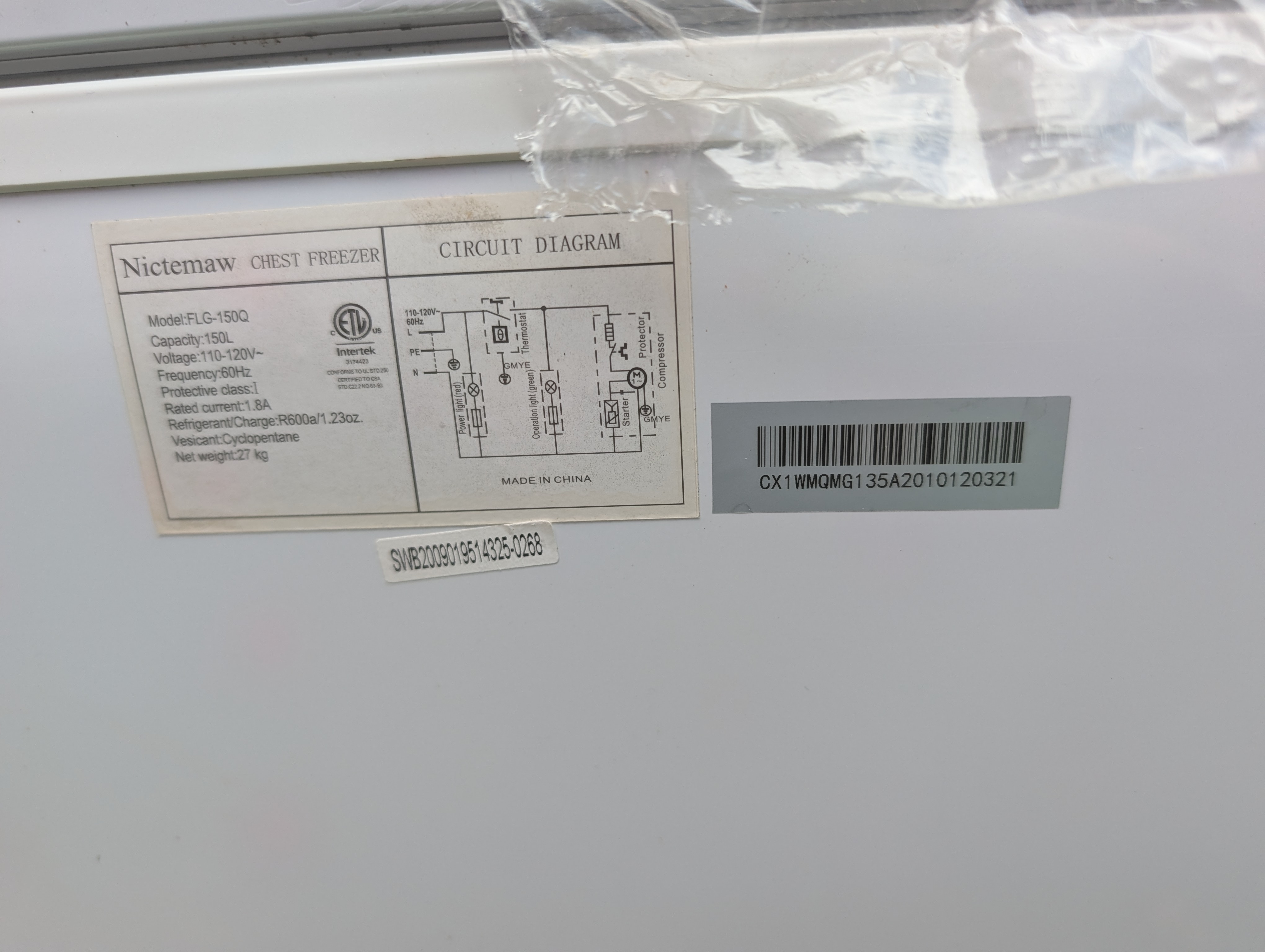 Nictemaw 5.3 cu ft (150 L) Chest Freezer, 115V - Image 5