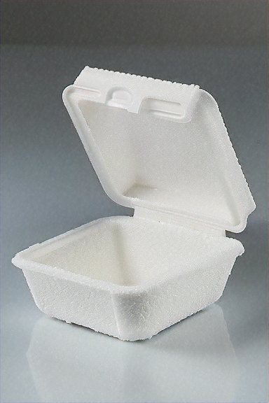 CONTAINER FOAM HINGED 6X6X3 WHITE - Image 1